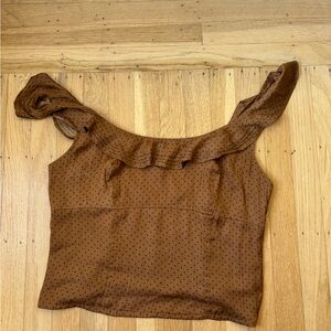 Brown polka dot Free People top